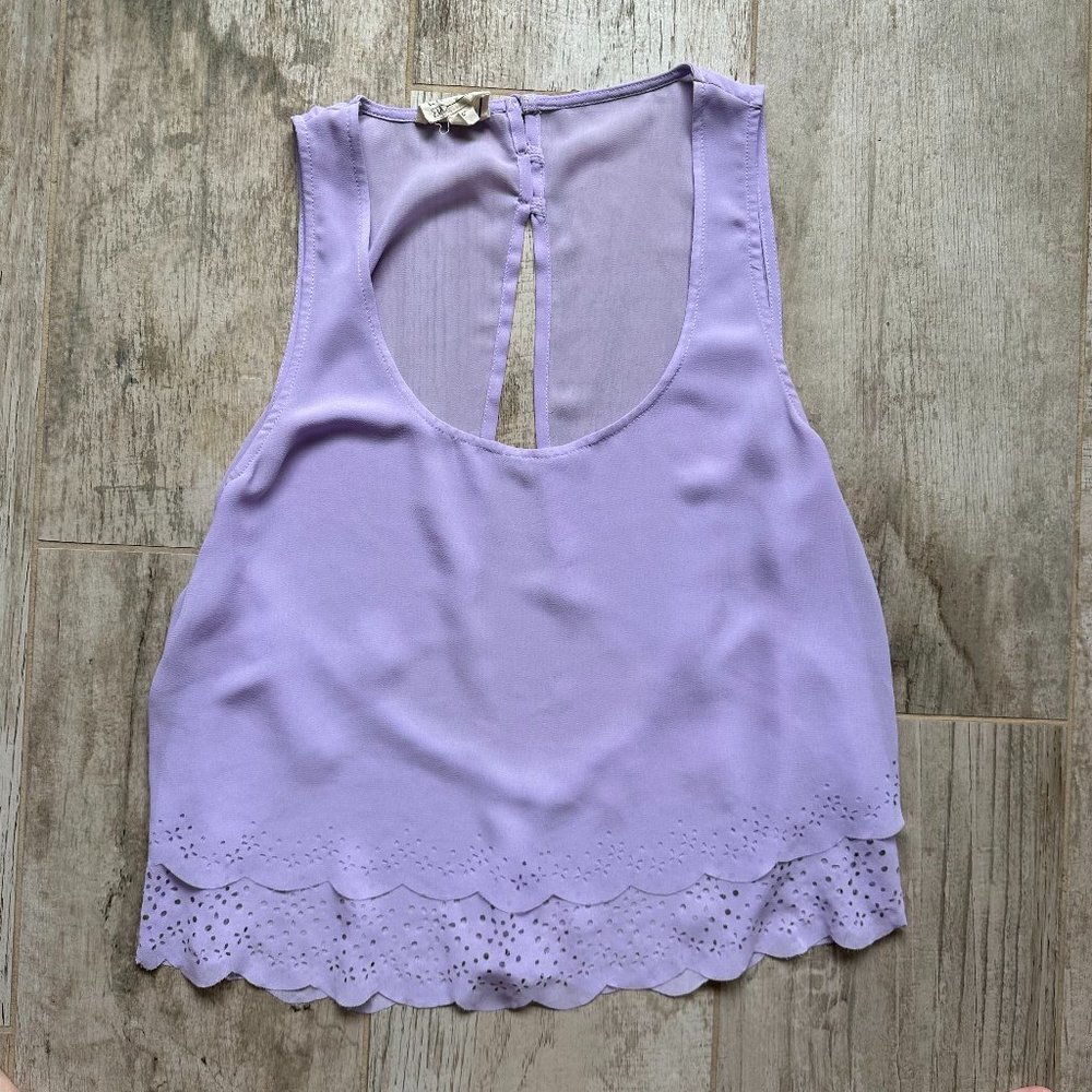 LA Hearts Two Tier Open Back Tank with Scallop Hem